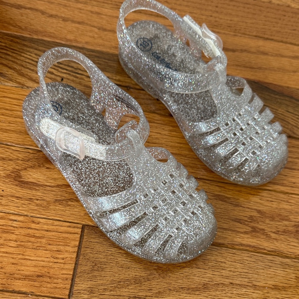 Cat & Jack Silver Glitter Jelly Sandals for Kids
